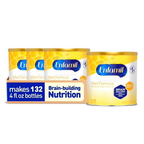 Enfamil Infant Formula, Milk-based Baby Formula with Iron, Omega-3 DHA & Choline, Powder Can, 21.1 Oz (Pack of 4)