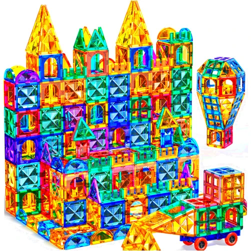 TEMI Magnet Tiles, 80 PCS Magnetism Building Toy Set, Learning and Education Toys for Ages 3 4 5 6 7 8+ Year Old Toddler Kids Boys and Girls