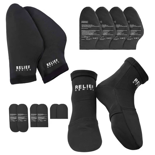CTR BAND Relief Genius Cold Therapy Socks & Hand Ice Pack Cold Gloves for Chemotherapy Neuropathy, Chemo Care Package for Women and Men, Large Black