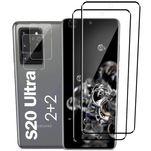 GUMANY [2+2 Pack] Galaxy S20 Ultra 5G Tempered Glass Screen Protector,9H Hardness, 3D HD Curved,Ultrasonic Fingerprint Unlock,for Samsung Galaxy S20 Ultra (6.9 Inch)