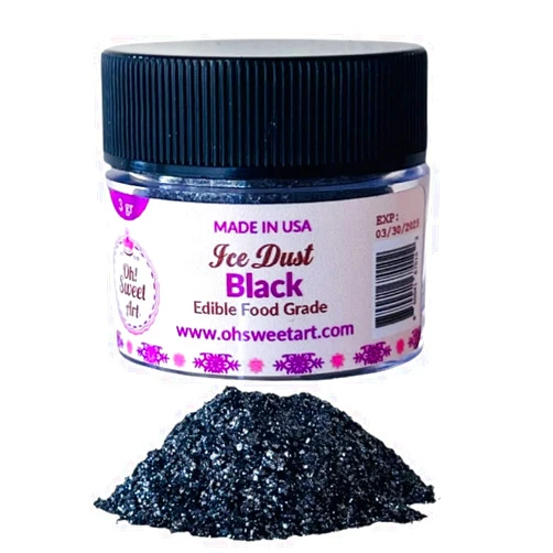 Oh! Sweet Art Oh Sweet Art - Ice Dust - Edible Glitter For Decorating Cakes, Cupcakes, Cake Pops, & More - Sprinkle on Sparkle and Luster to Sweets - Kosher, Food-Grade Coloring - Black - 3 grams