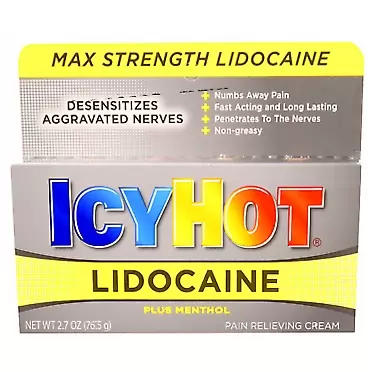 Icy Hot Lidocaine Pain Relieving Cream Max Strength Plus Menthol, 2.7 oz, Pack of 3