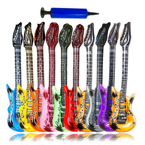 Smilixin 11 Pack Inflatable Guitar,Blow Up Guitar,Inflatable Rock Star Toy Set,80s Party Decorations Inflatable Party Props, 10 Inflatable Guitars and 1 Inflator