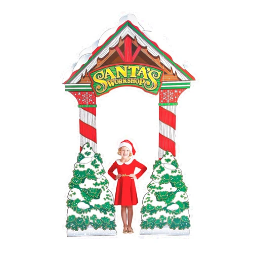 Fun Express Santa's Workshop 3D Arch Christmas Party Decorations - Large 7.5x11.5 ft Cardboard Stand Up Archway for Holiday Photo Booth Props & North Pole Entrance Decor | Professional Event Supplies