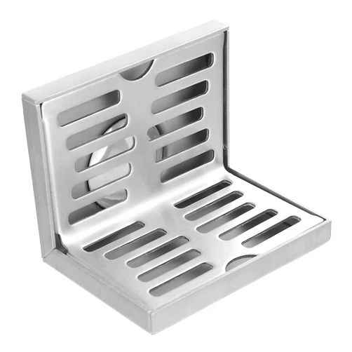Angoily Wall Side Floor Drain Stainless Steel Shower Drain Balcony Wall Corner Floor Drain L- Shaped Horizontal Drainage Same- Layer Waste Filter for Bathroom Accessories Silver