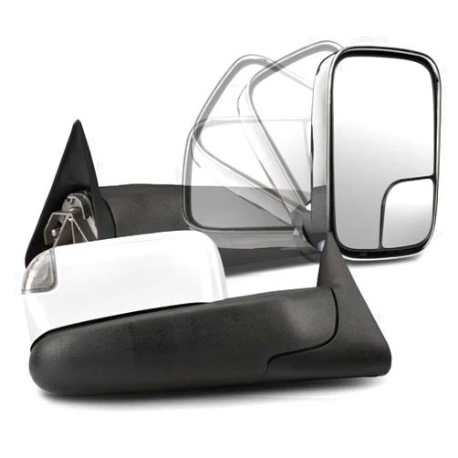 Srggscd 2pcs Left & Right Side Chrome Power Operate Exterior Door Rear View Mirror Turn Signal Flip Upled Signal Towing Mirror ABS Plastic for Dodge for Ram 1500/2500/3500 1994-1997 2pc
