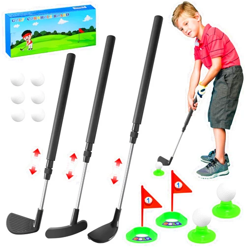 INFUN iNJOY Plastic Toddler Golf Clubs Set,Right Hand Kids Golf Clubs for Indoor and Outdoor Sport Toys,Christmas Birthday Gifts for Boys and Girls Aged 3 4 5 6 Years Old