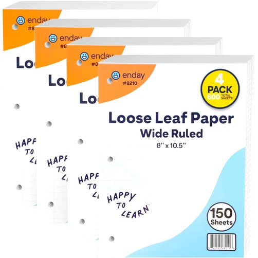 Enday Loose Leaf Paper Wide Ruled Notebook Paper, 8