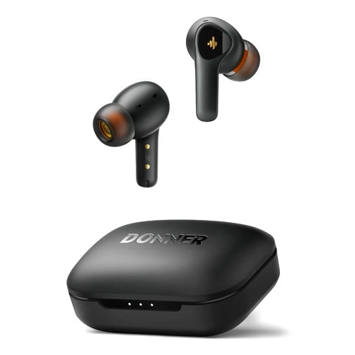 Donner Noise Cancelling Wireless Earbuds, Bluetooth 5.2 Earphones with 4 Mic Clear Calls, 12mm Drivers, App for Custom EQ, 32H Playtime, Fast Charging, Transparency - Dobuds ONE,Black