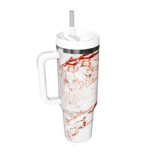 Dapperlin 40oz Stainless Steel Vacuum Insulated Tumbler with Lid and Straw for Water, Iced Tea or Coffee, Smoothie and More (Golden Marble, 40 oz)