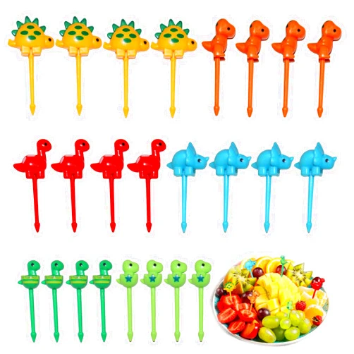 Elykorrne Food Picks for Kids,Fruit Food Picks, Fun Kids Food Picks for Bento Box, Cute Animal Fruit Toothpicks for Picky Eaters (Dinosaur-24)
