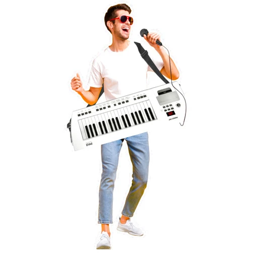 Pyle, Portable Digital Electronic Keyboard Piano 37 Keys with Microphone & Carry Strap, Built-in Sustain Controller, Rechargeable Battery-Karaoke Keyboard Compact Musical Keytar White