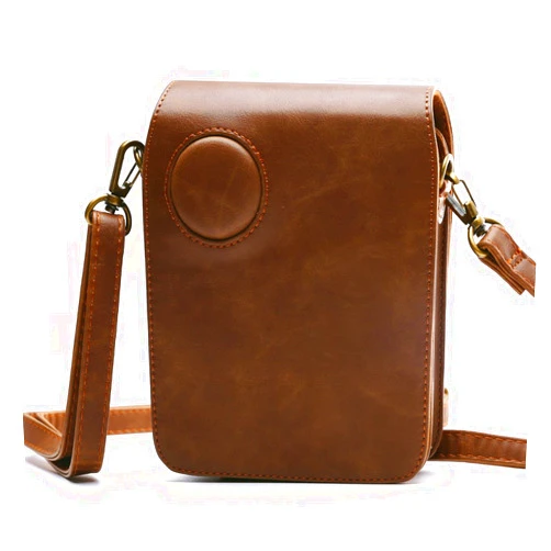 Hellohelio Protective Case for Polaroid POP 3x4 Instant Print Digital Camera - Premium Vegan Leather Bag Cover with Removable Strap, Brown.