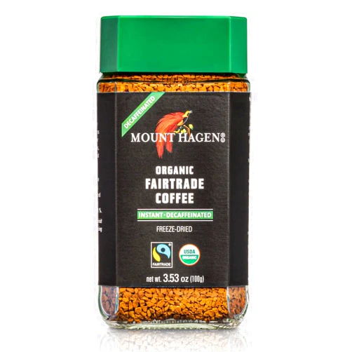 Mount Hagen 3.53oz Organic Freeze Dried Instant Decaf Coffee | Eco-friendly, Fair-Trade Decaffeinated Coffee, Made From Organic Medium Roast Arabica Beans [3.53oz Jar]