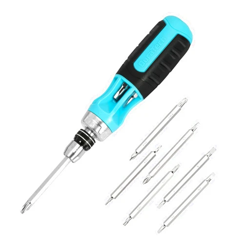 DURATECH Ratcheting Screwdriver, 12-in-1 Multi-bit Screw Drivers, Premium S2 Steel, Innovated Bits Quick-Load Mechanism, with Phillips, Slotted, Torx, Square Bits Stored in Handle