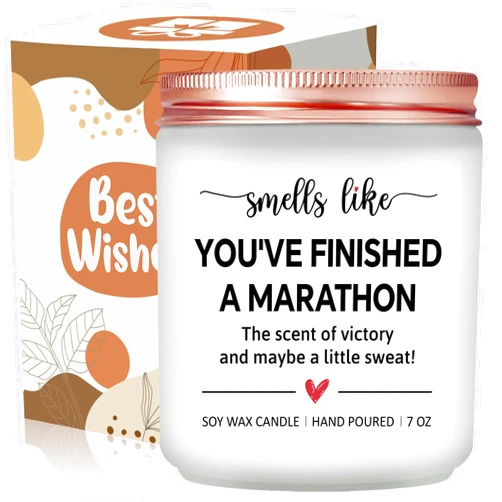 Risnoae Marathon Runner Gifts for Women, Men - Track and Field, Cross Country, 5K 10K Run, Half, NYC Marathon Essentials - Cool Running Gift Ideas for Runners - Lavender Scented Candle