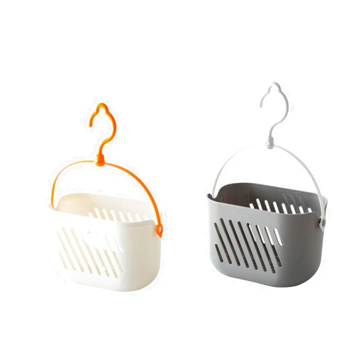 TIANXIALAWU 2 Pieces Hanging Shower Caddy Plastic Hanging Shower Caddy Basket Portable Kitchen Organizer Storage Basket with Hook for Home small shower caddy (White, Gray)