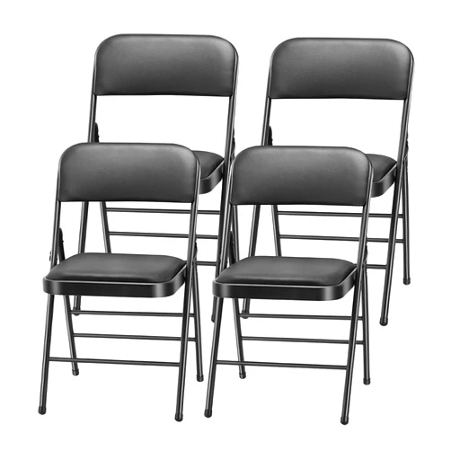 Amazing for less Pack of 4 (Fabric/Vinyl) Steel Frame Metal Foam Padded Folding Chairs (Black, Gray, White)