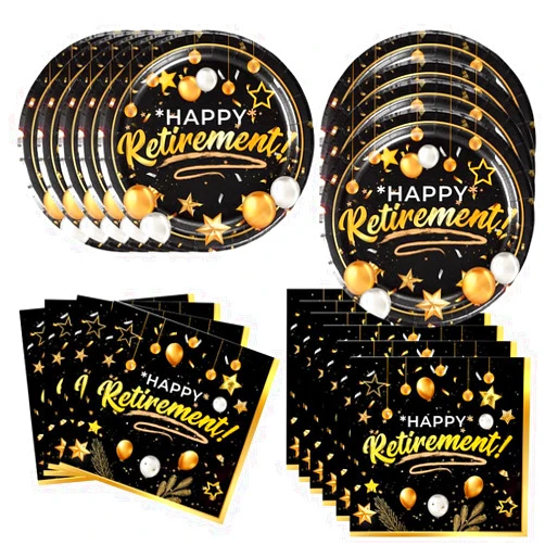 Frerand 40Pcs Retirement Party Supplies include 20 plates, 20 napkins for the Retirement birthday party decoration…