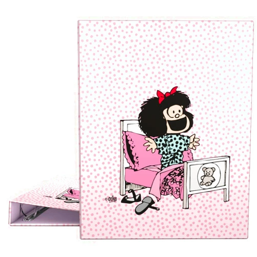 Grafoplás | A4 Ring Binder | Mafalda Morning | 4 Mixed Rings 25 mm | Soft to The Touch | FSC Certified | Hard Covers | Perfect School Supplies