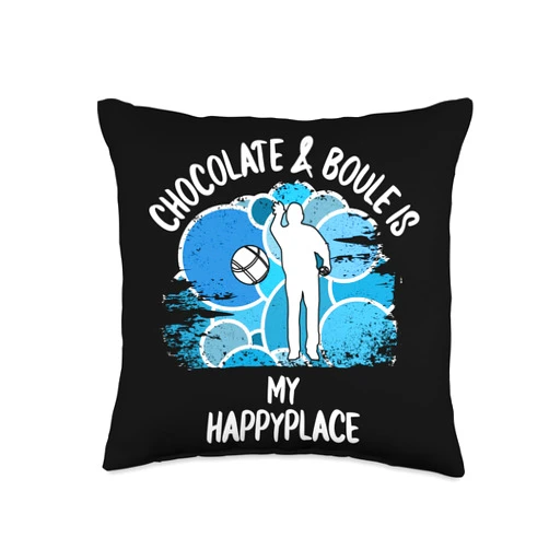 Boule Boccia Petanque Designs und Sprüche Boule Boulesports Boccia Petanque Player Botcha Chocolate Throw Pillow, 16x16, Multicolor