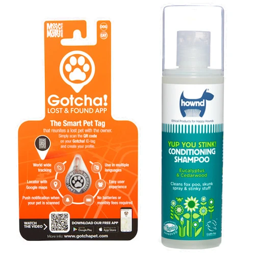Max & Molly Urban Pets Safety & Freshness Bundle: Max & Molly Gotcha Pet ID Tag and Hownd Cleansing Shampoo