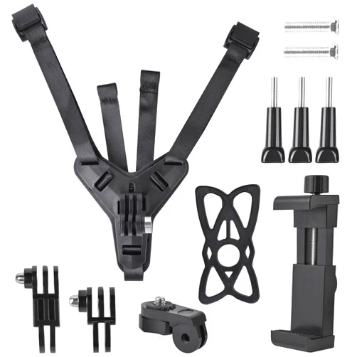 OctinPris Motorcycle Helmet Chin Strap Mount Supplies Assembly Kit Compatible with All Gopro Heros, SJCAM, GeekPro, 4K, Xiaomi Yi, Insta360 and Also Brackets for Mobile Phones