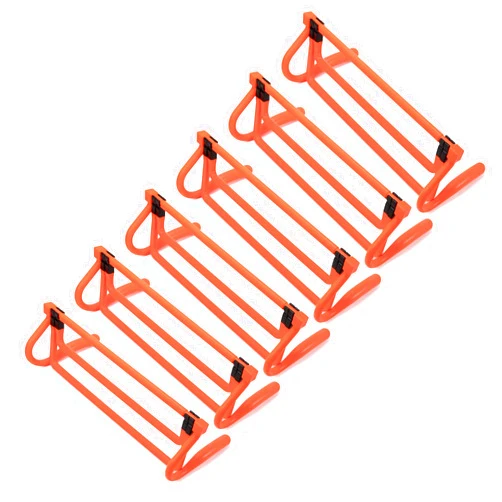 Crown Sporting Goods 6-Pack of Agility Hurdles with Adjustable Height Extenders – Neon Orange Set & Carry Bag – Plyometric Fitness & Speed Training Equipment – Hurdle/Obstacles for Soccer, Football, Track & Field & More