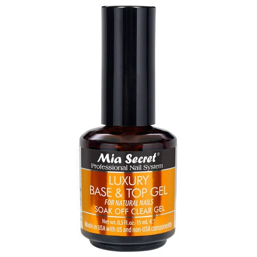 Mia Secret Luxury Base and gel top coat for gel nail polish, 15 ml - Clear gel nail polish - High gloss top coat for gel polish - Base coat for Gelux gel polish