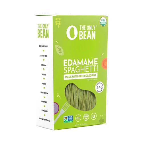 The Only Bean - Organic Edamame Spaghetti Pasta - High Protein, Keto Friendly, Gluten-Free, Vegan, Non-GMO, Kosher, Low Carb, Plant-Based Bean Noodles - 8 oz (1 Pack)
