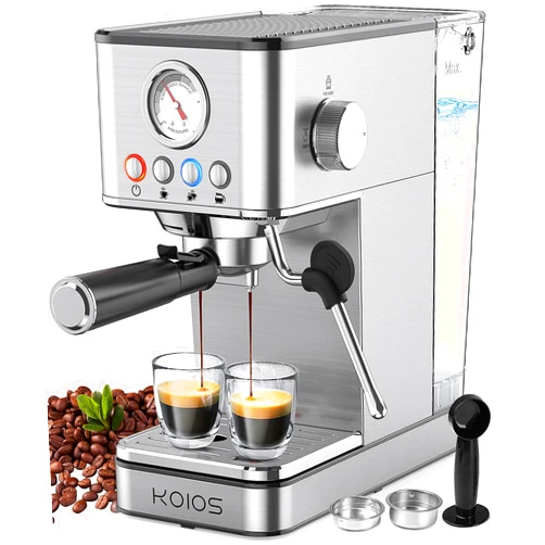 KOIOS Espresso Machines, Upgraded 1200W Espresso Maker with Foaming Steam Wand, 20 Bar Semi-Automatic Steam Espresso Coffee Maker for home, Cappuccino & Latte Machine with 58oz Removable Water Tank