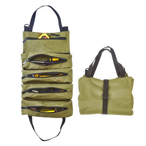 SIUTCO Tool Roll Up Bag,Roll-Up Tool Organizer Canvas Multi-Purpose,Heavy Duty Tool Roll Bag,Tool Bag Organizer With 6 Tool Pouches For Car Motorcycle-Jeep Gifts For Men (Green)