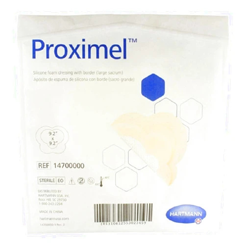 Hartmann 14700000 Proximel Silicone Foam Dressing with Border, Large Sacrum, Pack of 5