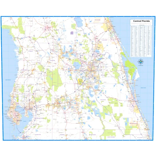 By Topographics Central Florida Laminated Wall Map (52