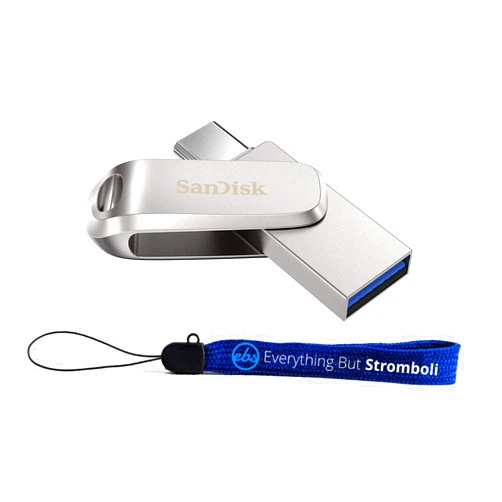 Everything But Stromboli SanDisk 256GB Ultra Dual Drive Luxe USB 3.1 Type-C Flash Drive for Acer Convertible 2-in-1 Laptops Chromebook Spin 713, Aspire 1 (SDDDC4-256G-G46) Gen1 Bundle with (1) Everything But Stromboli Lanyard