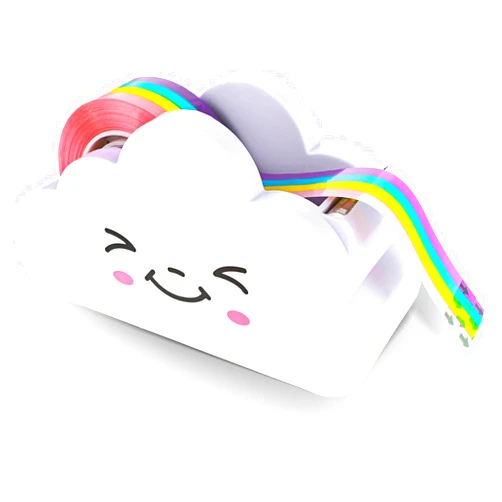 PurYupearl 1Pc White Tape Desk Dispenser Cute Tape Dispenser Cloud Tape Cutter with Rainbow Novelty Tape Dispenser Holder for Home School Office Stationary Packaging Wrapping Craft Tape Dispensers