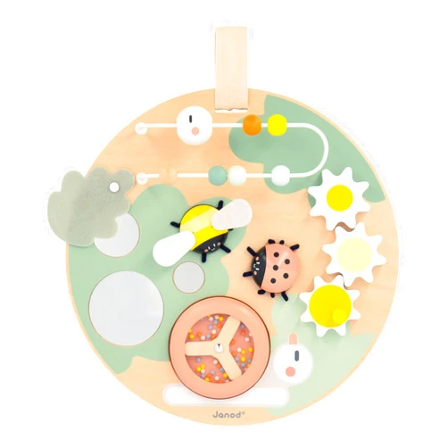Janod Sweet Cocoon Wooden Multi-Activity Hanging Busy Board - Ages 12 Months - 3 Years - J04057