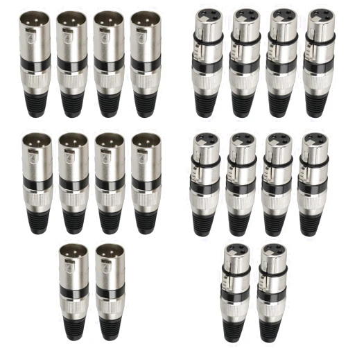 Togconn (20 Pack) 3-Pin XLR Cable Connector, Zinc Alloy Shell (10 Male & 10 Female) Solder Type Microphone Line Snake Plug Adapter, Mic Audio Socket for High Conductivity and Ultra-Low Noise