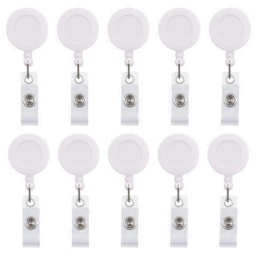 JBKHDTB 10 Pack Retractable ID Badge Holder Reels with Swivel Alligator Clip Bulk Pack Premium Badge（White）