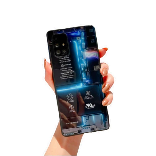 XAVIBEETAG Tempered Glass Metal for for Samsung Galaxy A71 Case 6.7 Inch 5G Versions for Boys Men Girls, Street Phone PCB Battery Back Design Compatible with a71 6.7 Inch Cases（Blue）