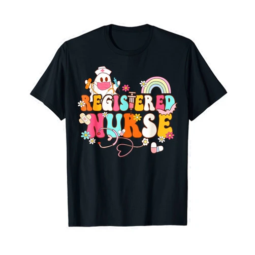 Funny Halloween Costume Matching Halloween RN Registered Nurse Cute Ghost Nurse Stethoscope T-Shirt