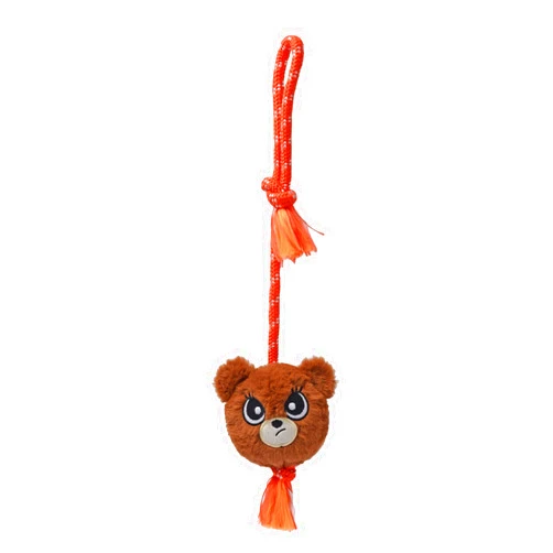 ROZEBE Spiky Ball Plush Dog Toys, Interactive Rope Chew Fetch Toys for Training and Exercise, Engaging Toys for Small, Medium and Large Dogs - Fluffy Tuggerz (Teddy Bear)