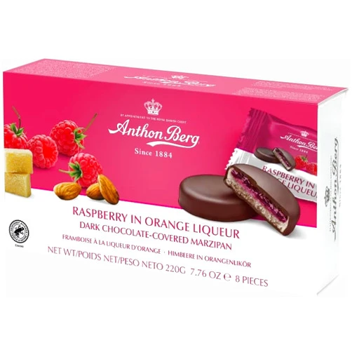 Anthon Berg Raspberry In Orange Liqueur Chocolate 220g - Ideal Gift For Chocolate Lover