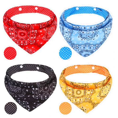 PAWCHIE Dog Bandanas Small Reversible Styles Pet Triangle Scarf Bibs - Adjustable with Two Snaps - Kerchief Set Accessories for Dogs, Puppy, Cats Red