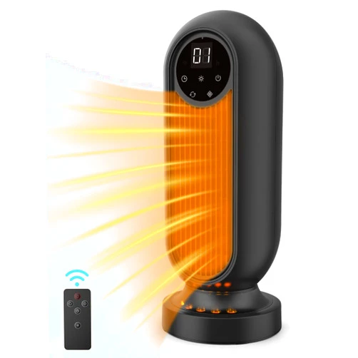 Lafhome Tower Heater, 1500W Space Heater Portable Ceramic Heater, Oscillating Electric Space Heater with LED Flame Light, 12H Timer & Remote Control for Home Bedroom Office Indoor Use