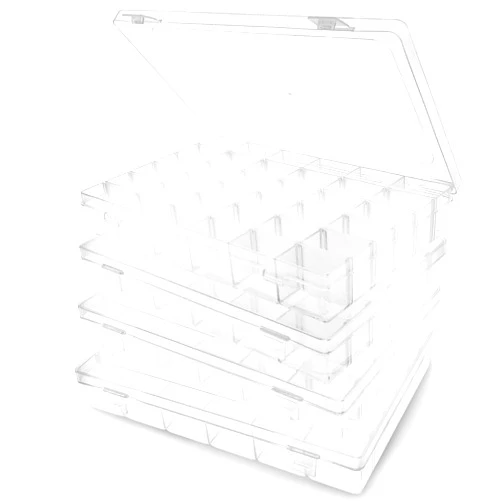 Egaageoi 4 Pack 36 Grids Clear Plastic Organizer Box - Bead Organizer with Removable Dividers - Storage Box for Bead Storage, Fishing Tackle, DIY Crafts, Washi Tapes