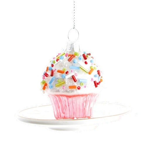 Kurt S. Adler Kurt Alder Miniature Glass Cake Ornament, Cupcake, 3“