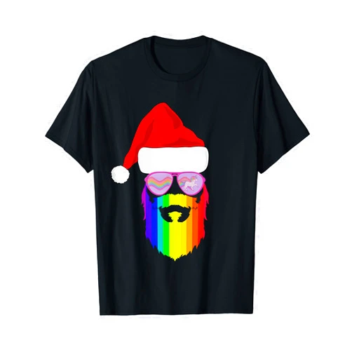 LGBQT Gay Pride Rainbow Beard Unicorn Sunglasses Gay Santa Claus Christmas Rainbow Unicorn Sunglasses LGBQT T-Shirt