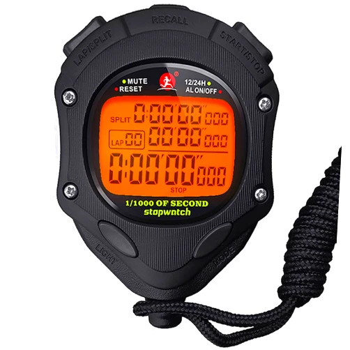 Xinko Digital Stopwatch Timer with Back Light Stop Watch 0.001second Timing|100 Lap Memory,Large dispaly Alarm Clock for Coach Sports Swimming Running Marathon Competition(100LAP(Back Light))