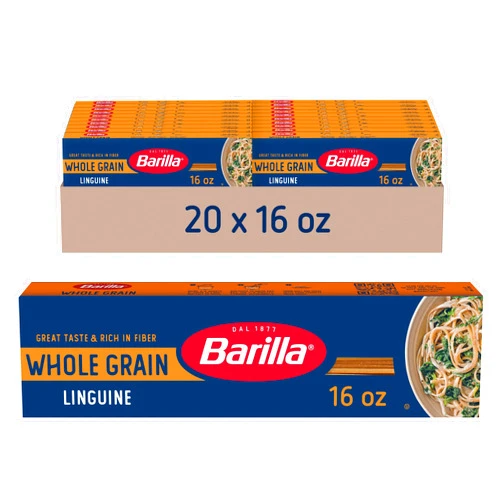 Barilla Whole Grain Linguine Pasta, 16 oz. Box - Non-GMO Pasta Made With 100% Whole Grain Durum Wheat - Great Source of Fiber (Pack of 20)